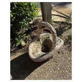 LARGE HEAVY CONCRETE BASKET PLANTER