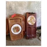 3PC VINTAGE WOOD / TILE TRAYS GOODWOOD MORE