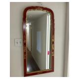 VINTAGE RED CHINOISERIE WALL MIRROR