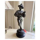 VINTAGE SPELTER SCULPTURE BOY PLAYING MANDOLIN