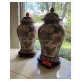 2PC LARGE BALUSTER CHINESE JARS W STANDS