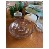 MIXED MID CENTURY GLASS CONDIMENT JAR+ NOTE