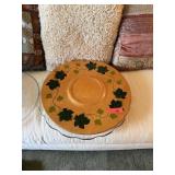LARGE IVY THEME LAZY SUSAN GLASS PLATTER