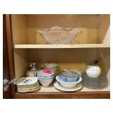 CONTENTS OF CABINET IRIS GLASSWARE BOWL DISHES