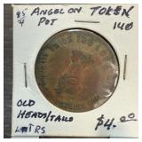 ANTIQUE ANGEL ON CHAMBER POT TOKEN HEADS TAILS