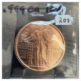 .999 COPPER BULLION ROUND STANDING LIBERTY