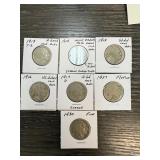 QTY 6 MIXED DATE BUFFALO NICKELS