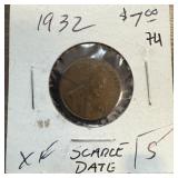 1932 WHEAT PENNY CENT SCARCE DATE