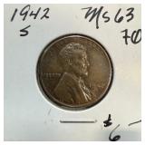 1942-S WHEAT PENNY CENT HIGH GRADE
