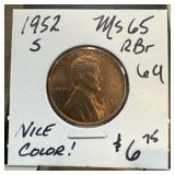 1952-S WHEAT PENNY CENT HIGH GRADE NICE COLOR
