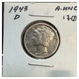 1943-D MERCURY SILVER DIME BETTER