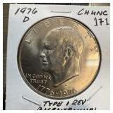 1976-D UNC IKE DOLLAR TYPE 1 REV BICENTENNIAL
