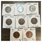 QTY 8 MIXED DATE WHEAT PENNIES CENTS BETTER