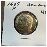 1955-D GEM UNC ROOSEVELT SILVER DIME