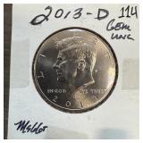 2013-D GEM UNC JFK HALF DOLLAR