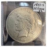 1922-S PEACE SILVER DOLLAR