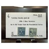 1938 #819 820 14C 15C PRESIDENTIAL ISSUES STAMPS