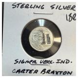 FRANKLIN MINT STERLING SILVER COIN CARTER BRAXTON