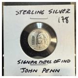 FRANKLIN MINT STERLING SILVER COIN JOHN PENN
