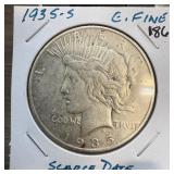 1935-S PEACE SILVER DOLLAR SCARCE DATE