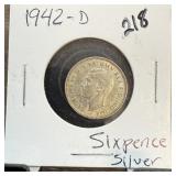 1942-D SILVER SIX PENCE