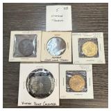 LOT OF 5 VINTAGE TOKENS