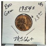 1954-S GEM RED WHEAT PENNY CENT