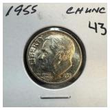1955 UNC ROOSEVELT SILVER DIME