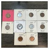 QTY 10 MIXED DATE WHEAT PENNIES CENTS