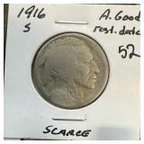1916-S BUFFALO NICKEL SCARCE DATE