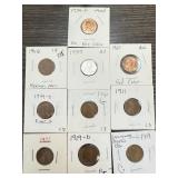 LOT OF 10 MIXED WHEAT / MEMORIAL PENNIES CENTS