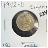 1942-D SILVER SIX PENCE