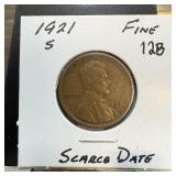 1921-S WHEAT PENNY CENT SCARCE DATE