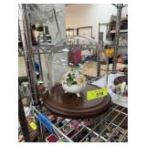 2PC PORCELAIN FLOWERS LOT  W 1 BELL JAR
