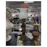 LARGE SPETER TABLE LAMPS