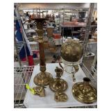 LOT OF MIXED BRASS DECOR CANDLE HOLDERS ETC