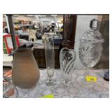 POTTERY VASE / CRYSTAL VASES LIDDED JAR