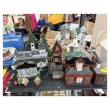 LOT OF WOOD DECORATIVE BUILDINGS FOLK ART