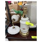 2PC MILK GLASS LAMPS