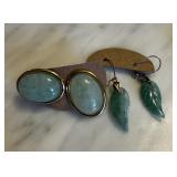 2 PAIRS OF JADE EARRINGS