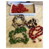 LOT OF NECKLACES BEADS UP TOP AS IS