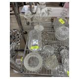 LOT OF MIXED GLASSWARE / METAL CANDELABRA