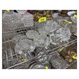 LOT OF MIXED GLASSWARE /FLOWER FROG VOTIVES