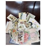 ANTIQUE EPHEMERA GREETING CARDS+ W NEIMANS HAT BOX