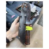 VINTAGE WOOD HANDLED FIXED BLADE KNIFE