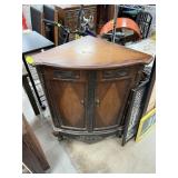 VINTAGE WOOD CORNER CABINET