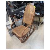 VINTAGE CANE BACK / BOTOM BENT WOOD ROCKING CHAIR