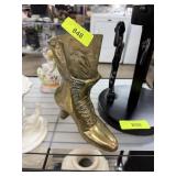 LARGE BRASS FIREPLACE BOOT MATCH HOLDER