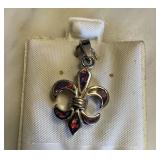 STERLING SILVER FLEUR DE LIS OPAL PENDANT