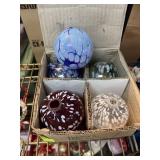 5PC ART GLASS CHRISTMAS ORNAMENTS